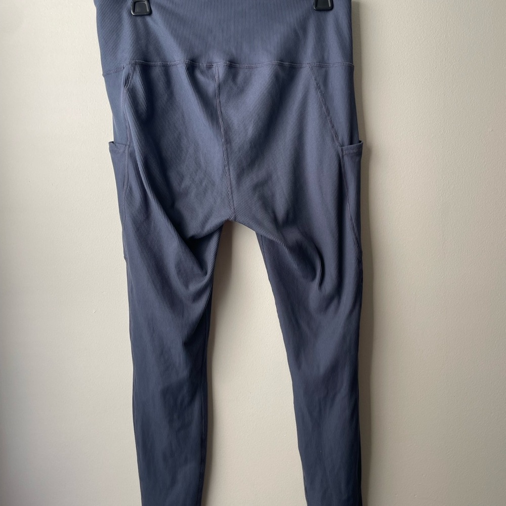 Lukka Lux Women’s Blue Ribbed Leggings Size Large Boutique Thick Athletic - Picture 3 of 5